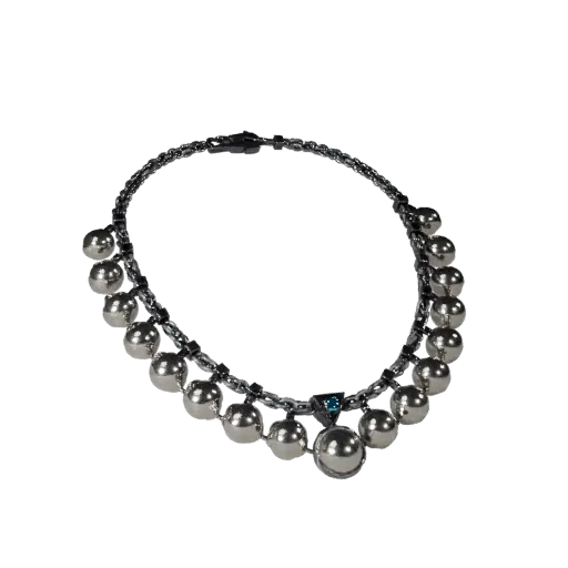 Pearl Collar Necklace game ready 3D model, close-up hero shot, with calibrated necklace silhouette and material reads.