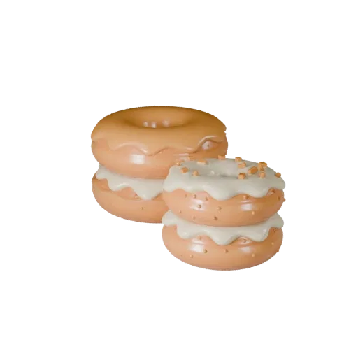Bakery Donut Stack Printable 3D model, isometric STL render, showing cream, sweet food silhouette.
