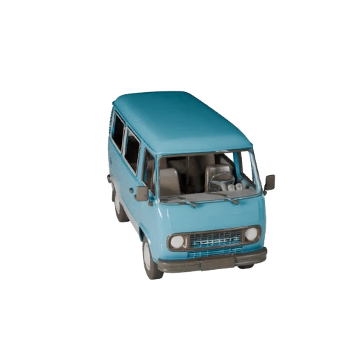 Modelo 3D de Van Retrô para Unity - Asset de Jogo Low Poly