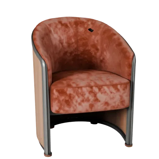 Velvet Accent Chair Modular 3D model, home interior, isometric modular kit view, wood detail.