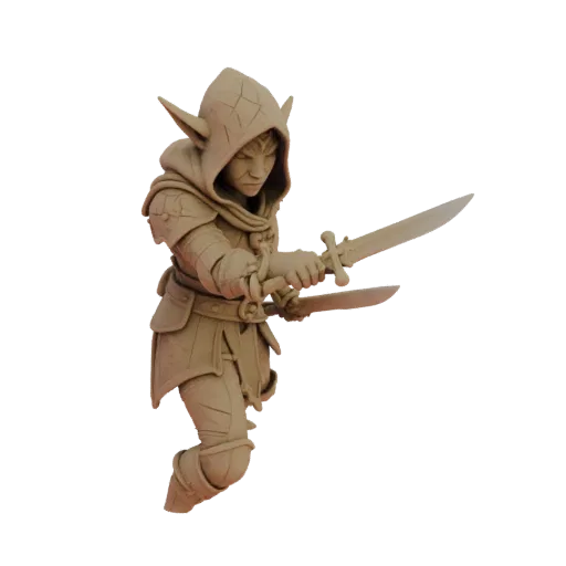 Fantasy Elf Rogue Miniature STL - Attack