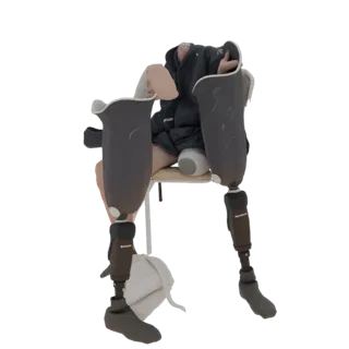 3D model of a pair of realistic prosthetic legs, showcasing advanced design and detail.