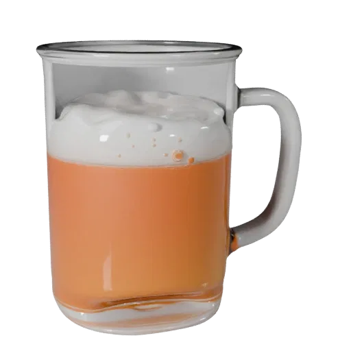 Sparkling Tea Mug 3D model, three-quarter front view, Unity viewport, showing glass, container shape.