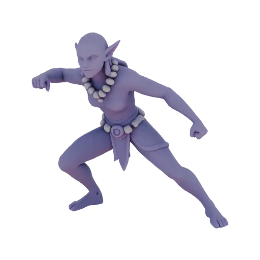 Fantasy Elf Druid Miniature STL - Attack