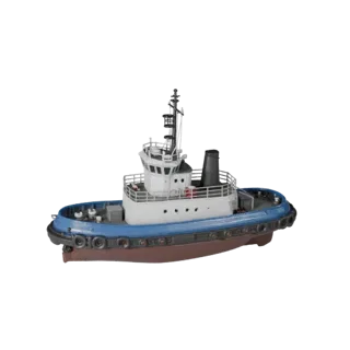 Modello 3D GLB Segmento Fiume, rendering render AR a tre quarti, che mostra terreno a tasselli con indicatori di scala.