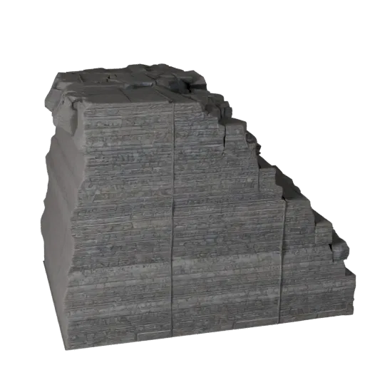 Quarry Rock Face Modular 3D model, isometric modular kit view, showing stratified stone, rock faces.