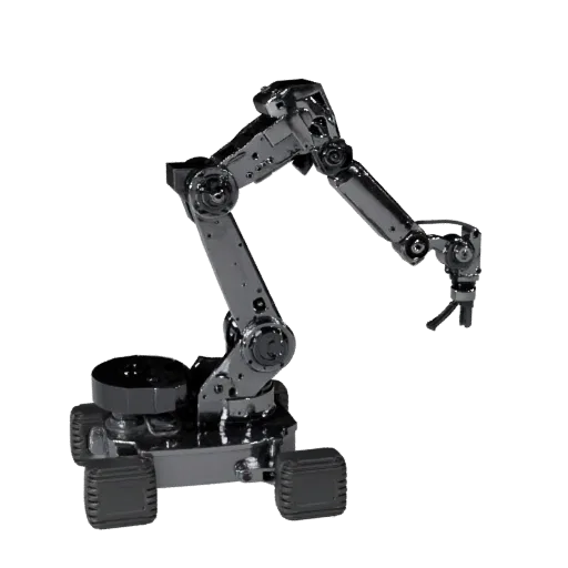 Modelo 3D Braço Robô de Serviço GLB pronto para visualização, foto de estúdio, mostrando forma do robô, superfície e pistas d