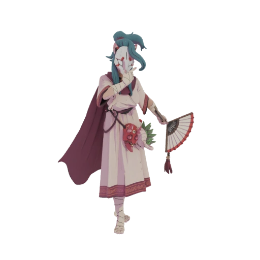Mystic Kitsune Mask Dancer 3D Model