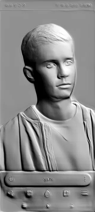 3D model of a young man in a jacket bas-relief, front view