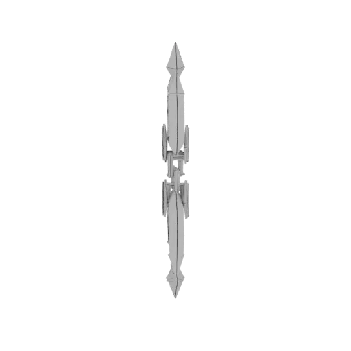 3D model of an ornate medieval spearhead with a sharp tip and decorative engravings, presented on a white background.