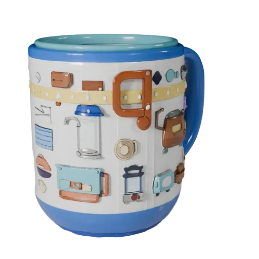 Cluttered Mug Modular 3D model, isometric modular kit view, showing ceramic, recognizable everyday shapes.