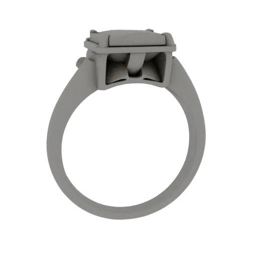 Signet Ring scene ready 3D model, top-down studio render, showing ring silhouette and surface contrast.