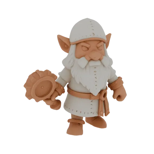 Medieval Dwarf Druid Miniature STL - Charging