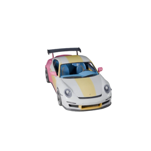 Sportwagen im Stil von Porsche 3D-Modell - Stilisierter Low Poly