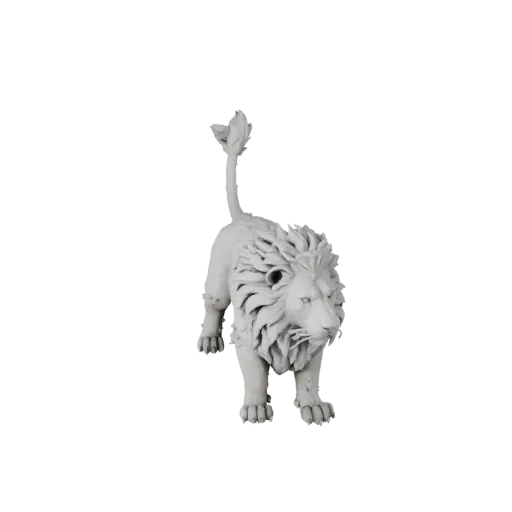 High Poly White Lion 3D Model - Detailed STL Asset for Printing