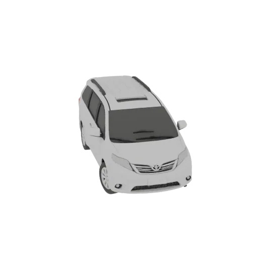 3D model of white 2012 Toyota Sienna minivan, top and front view