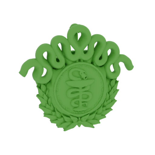 Green Caduceus Emblem 3D Model
