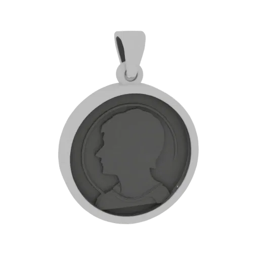 Minimal Medallion collectible detail 3D model, perspective studio render, highlighting pendant form and finish detail.