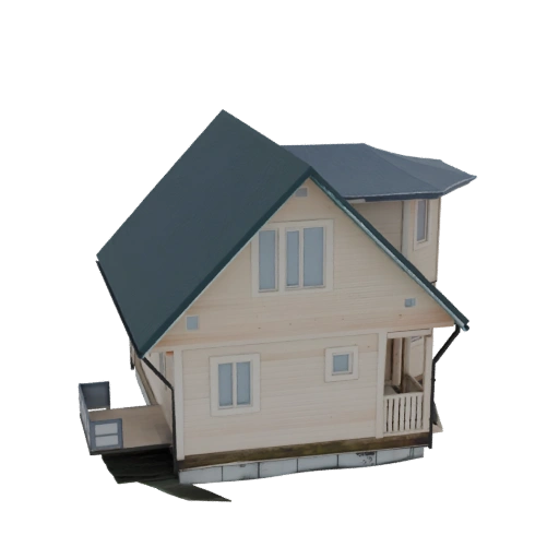Modern Wooden House with Green Roof