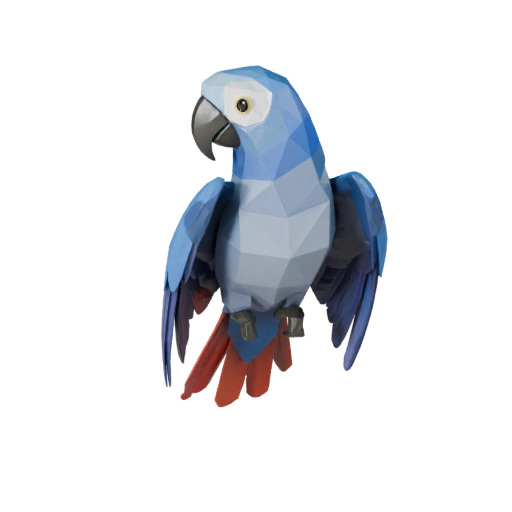 Modello 3D Pappagallo Cenerino Low Poly - Asset Unity con FBX