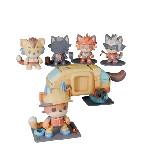 Sports Animal Mascot modular kit 3D model preview showing pose, top-down kitbash view and surface detail