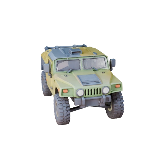 Modelo 3D de Humvee de Desenho Animado para Jogos Estilizados Ativo PBR