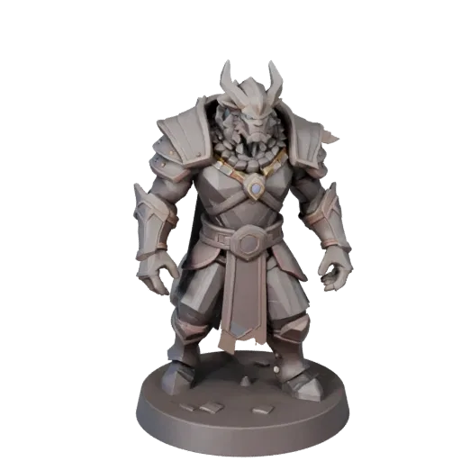 Fantasy Beast Miniature low poly 3D model preview showing silhouette, three-quarter game view, pose and resin detail
