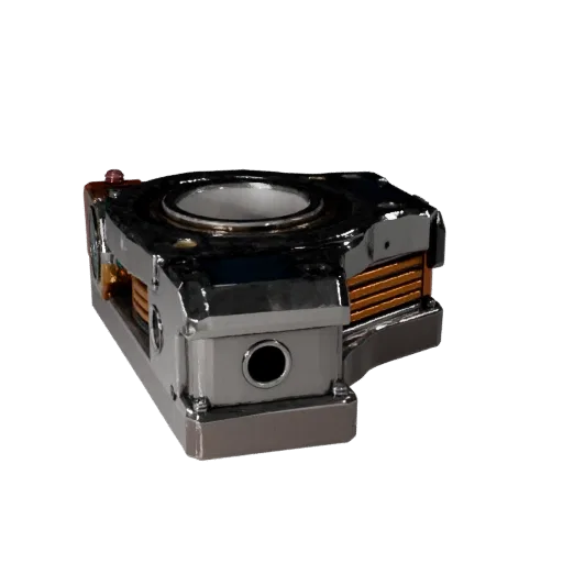Modular Bearing Block Stylized 3D model, stylized isometric render, showing machined metal, precise part geometry.