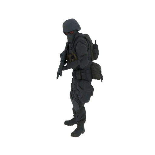 Tactical Soldier with Gas Mask 3D Model