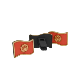 3D model of the Kyrgyzstan flag designed as a car air vent clip, showing two flags and the clip mechanism.