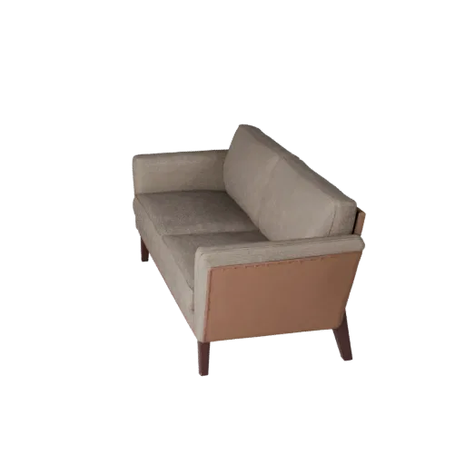 Mid Century Modular Couch Stylized 3D model, living room, stylized isometric render, woven fabric detail.