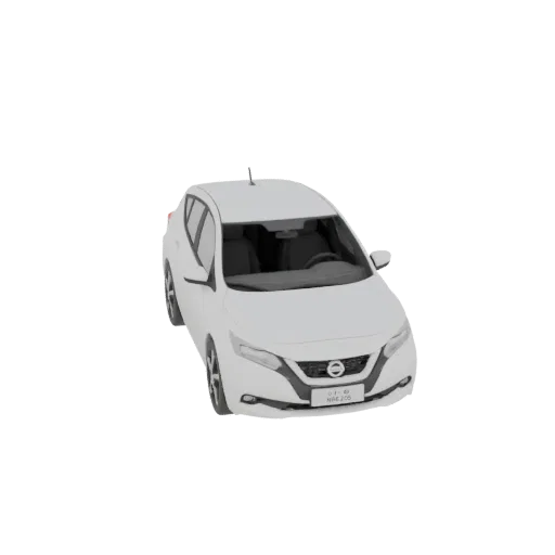 3D model of white Nissan Leaf 2018-2025 Nismo, front and side view, with detailed interior.