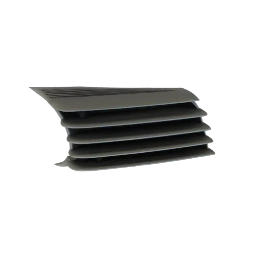3D model of a car air vent grille with horizontal slats, viewed from the side.