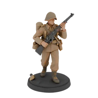 3D-Modell eines sowjetischen Rotarmisten des Zweiten Weltkriegs im heroischen Maßstab, der ein Mosin-Nagant-Gewehr hält und a