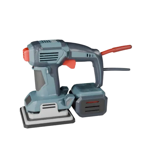 Cordless Sander Stylized 3D model, stylized isometric render, showing molded plastic, ergonomic handles.