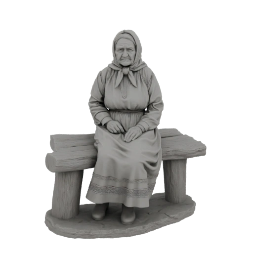 Elderly Woman Sitting on a Bench