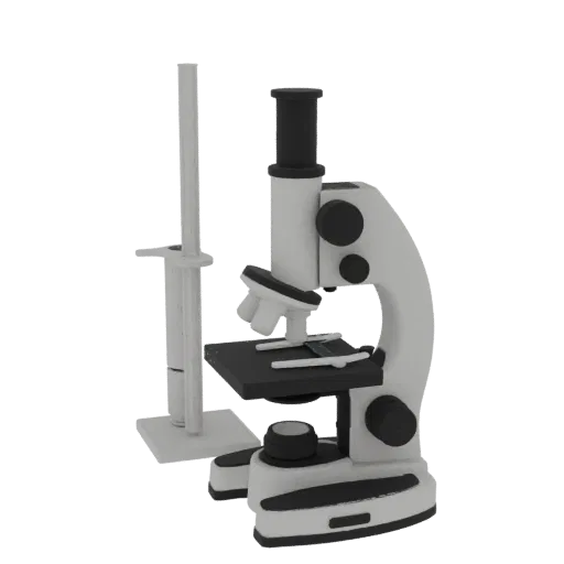Classroom Microscope High Poly 3D model, close-up studio render, showing glass, recognizable lab forms.