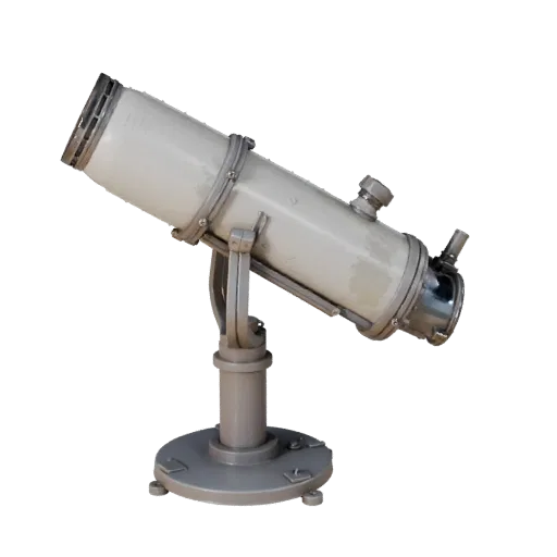 Classroom Observatory Mount Stylized 3D model, stylized isometric render, showing metal tubes, optical alignment.
