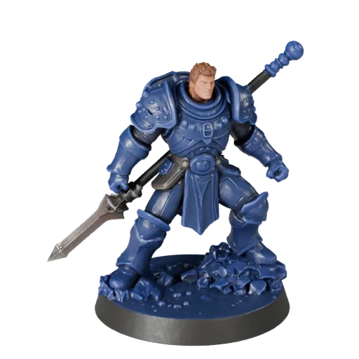 Fantasy Warrior Miniature high poly 3D model preview showing silhouette, studio close-up view, pose and resin detail