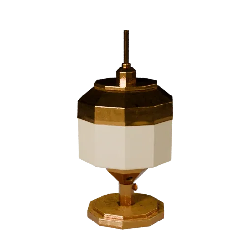 Brass Pendant Lamp Low Poly 3D model, home interior, game viewport three-quarter view, metal detail.