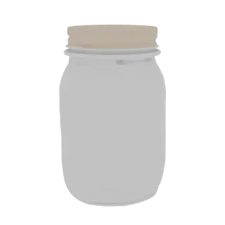 3D model of a classic glass mason jar with a light-colored metal lid, isolated on a white background.