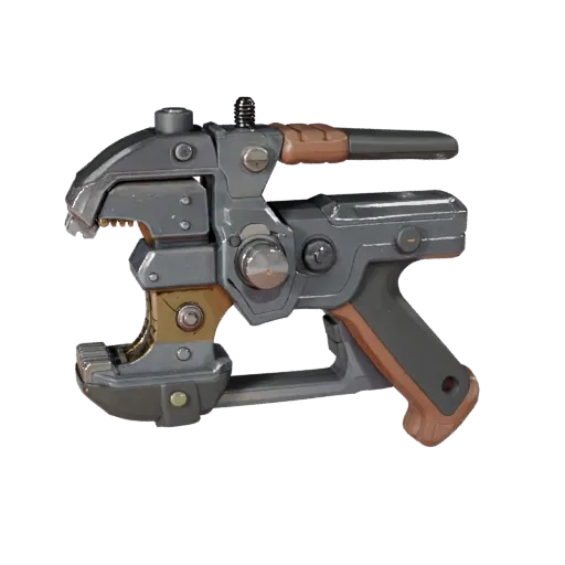 Insulated Clamp Stylized 3D model, stylized isometric render, showing painted metal, clear grip zones.