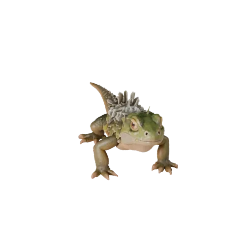 Modèle 3D de lézard-moniteur de dessin animé, rendu de vie sauvage de profil, actif animal stylisé avec motifs de plaques, cr