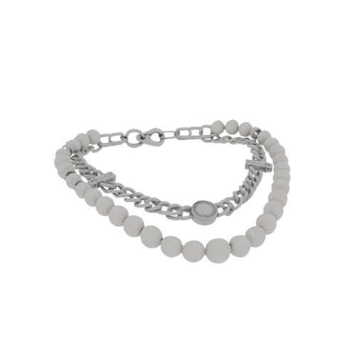 Layered Pearl Necklace print ready 3D model, isometric studio render, showing necklace form, surface, and scale cues.