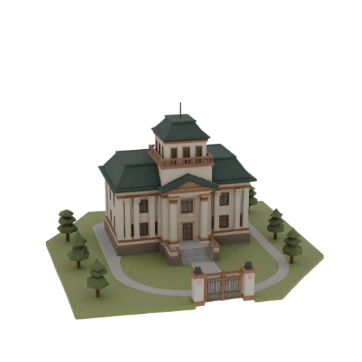 Stylized Low-Poly 3D Model of Gorki Leninskiye Estate