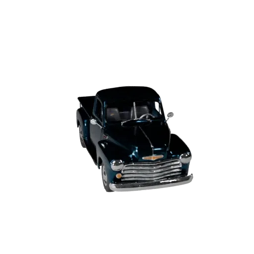 Modello 3D di un pick-up vintage, vista studio a tre quarti, asset veicolo pronto per Blender con massa funzionale da veicolo