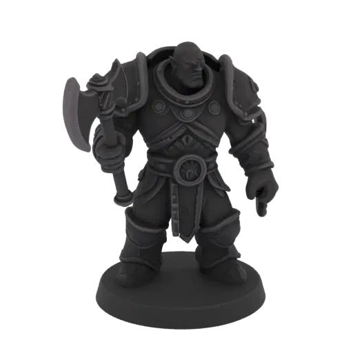 Dark Fantasy Orc Berserker Miniature STL, Drei-Viertel-Tabletop-Rendering, harzdruckbare Gegner-Miniatur mit Axt, schweren Pa