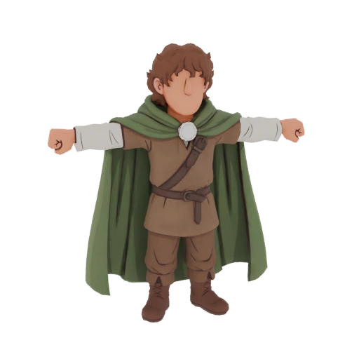 Young Adventurer with Green Cape 3D Model