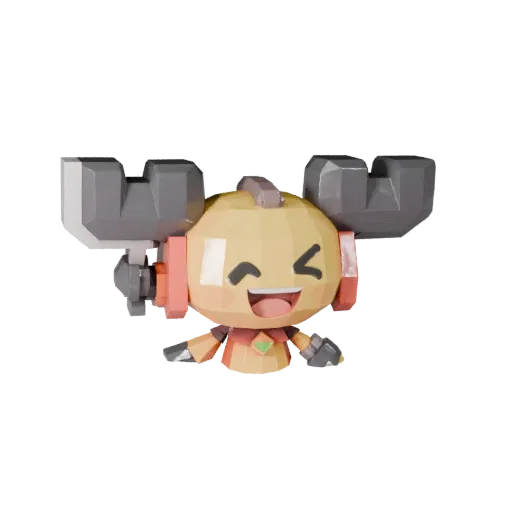 Cute Food Mascot low poly 3D model preview showing pose, three-quarter game view, expression and smooth toy surfaces