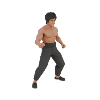 Брюс Ли в боевой стойке, 3D-модель